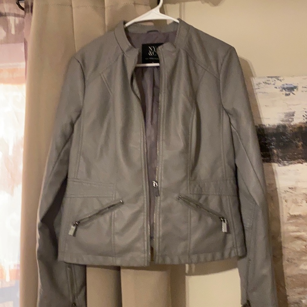 Gray leather look NY& Co jacket.  Size Medium